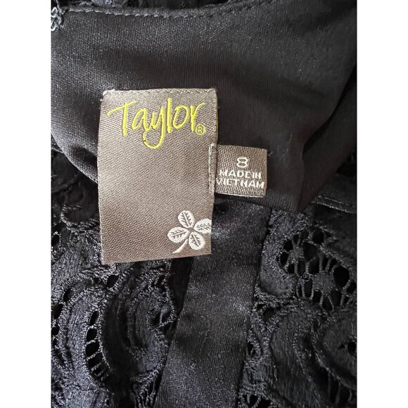 Taylor Black Lace Baby Doll Dress Sz 8 (Medium) Womens Sparkly with Pockets - Picture 5 of 14